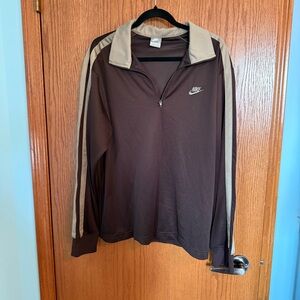 Nike Brown and Tan Half-Zip Athletic Pullover